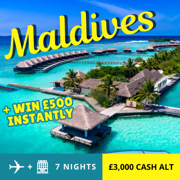 MALDIVES WINTER SUN! 5* HOLIDAY OR £3,000 + £10K INSTANTS!