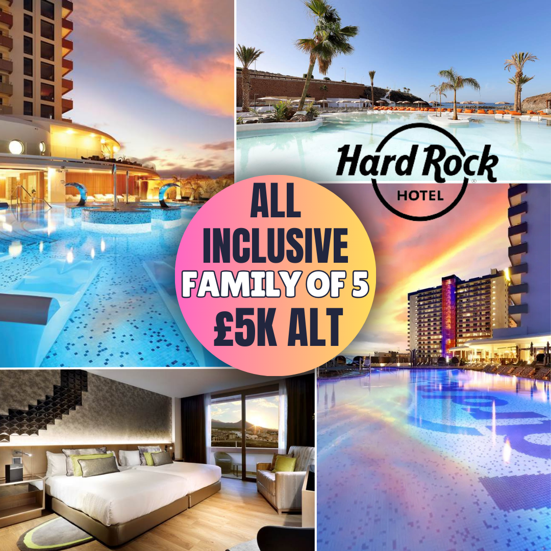 HARD ROCK TENERIFE - ALL INCLUSIVE FOR A FAMILY OF 5 + INSTANT WINS!